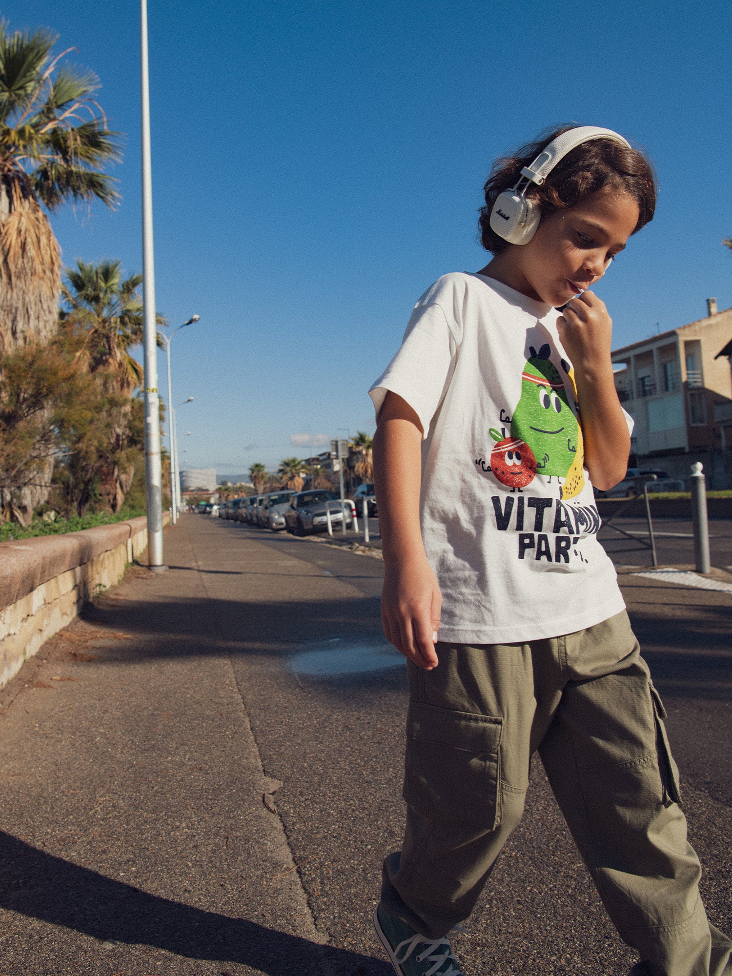 Calças cargo khaki para meninos