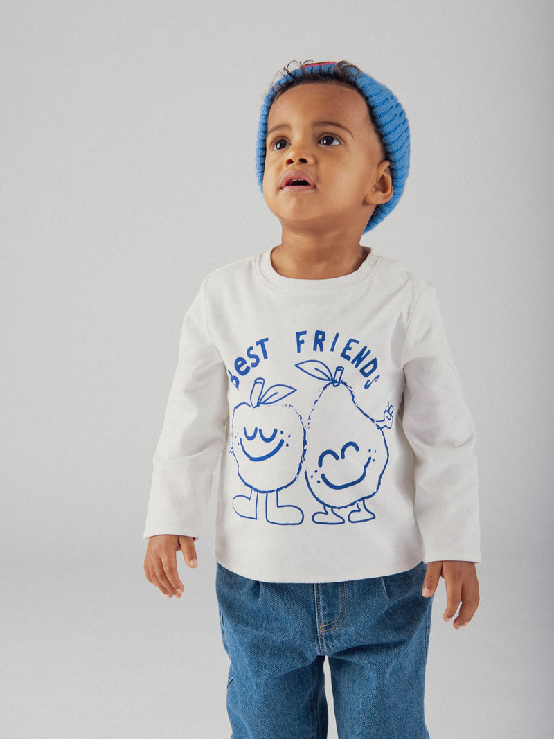 T-shirt reversível com motivo de frutas para bebé menino