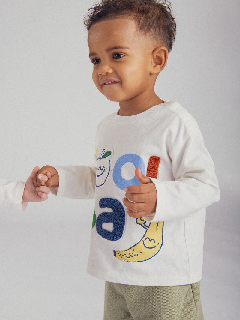 T-shirt ecru com motivo de fruta para bebé menino