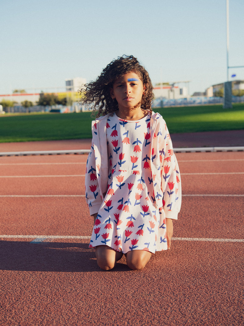 Vestido Skater de Manga Longa com Estampa Floral para Meninas
