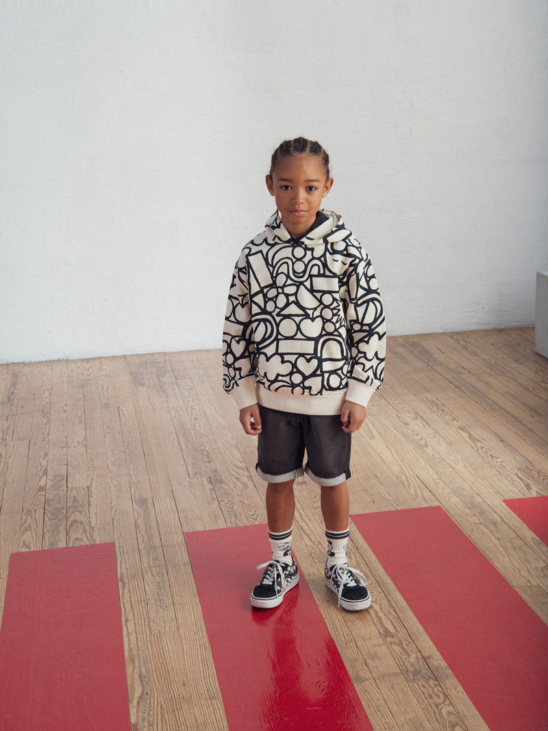 Sweat-shirt creme com estampado gráfico para rapaz