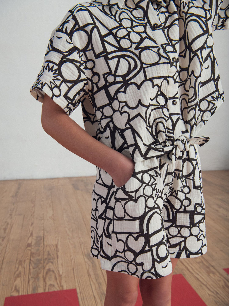 Blusa creme com estampado gráfico para meninas