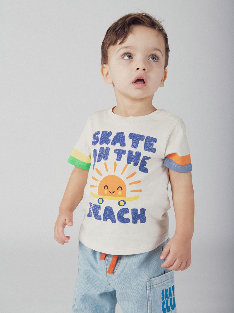 T-Shirt de Manga Curta "Skate on the Beach" para Bebés Meninos