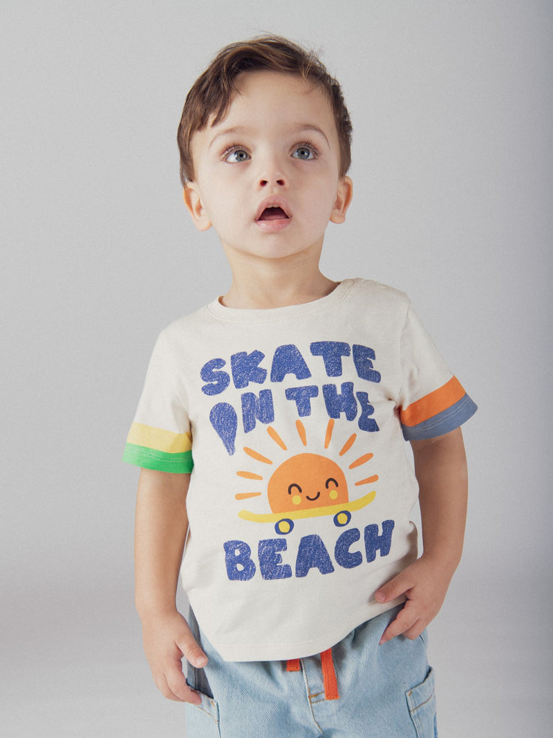T-Shirt de Manga Curta "Skate on the Beach" para Bebés Meninos