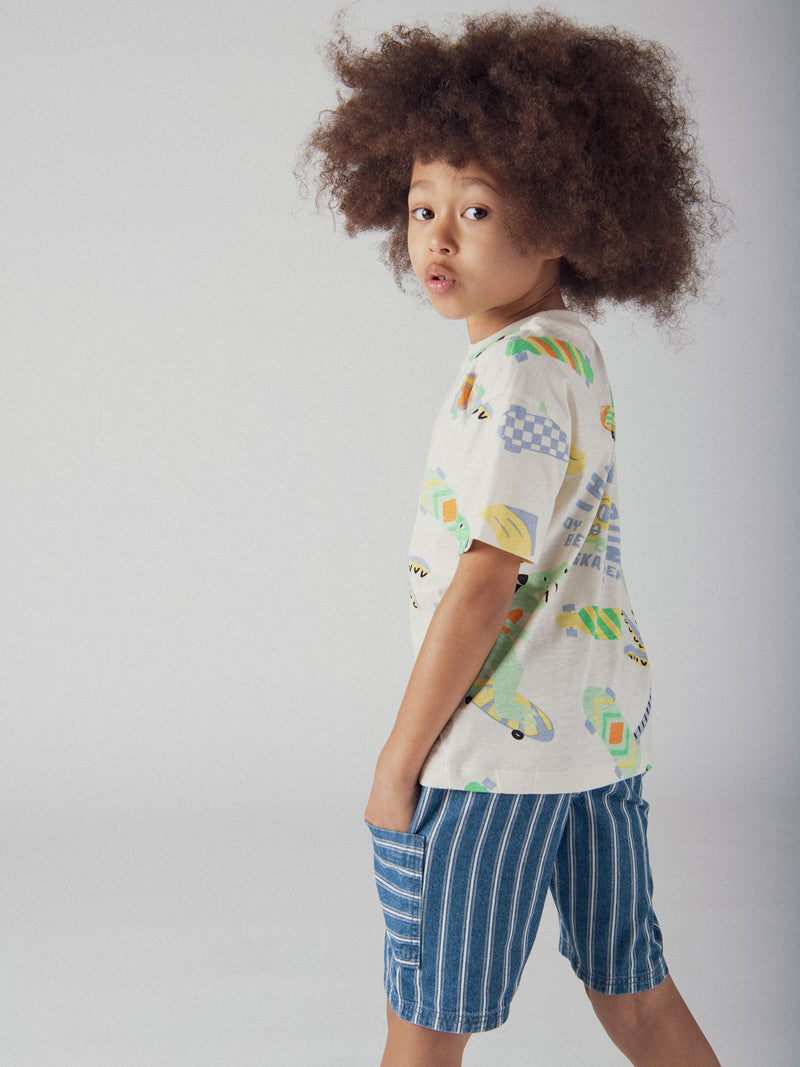T-shirt ecru com estampa de dinossauro para rapazes