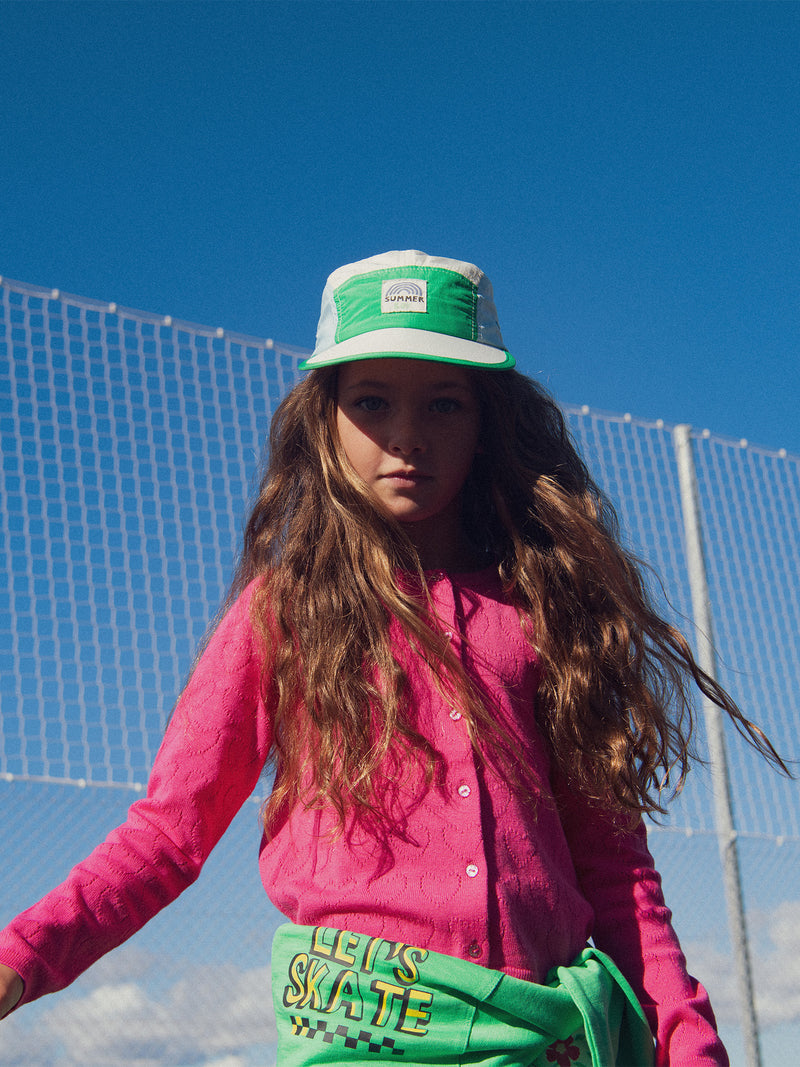 Cardigan rosa em ponto coração para meninas