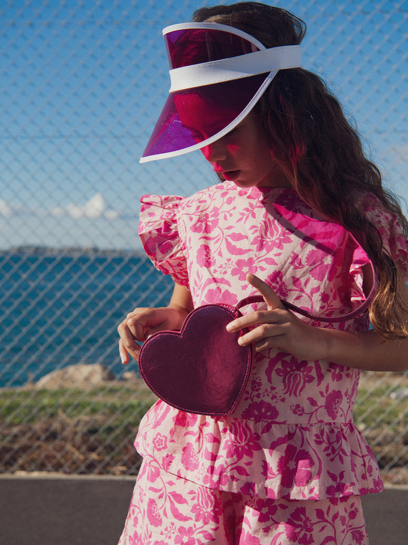 Blusa rosa com estampado floral para meninas