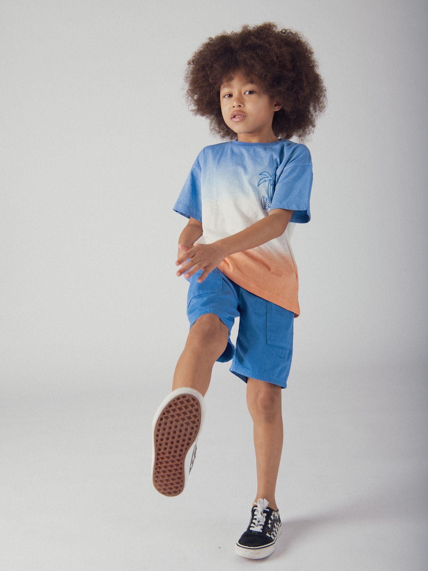 T-shirt tie & dye bleu et orange pour garçon