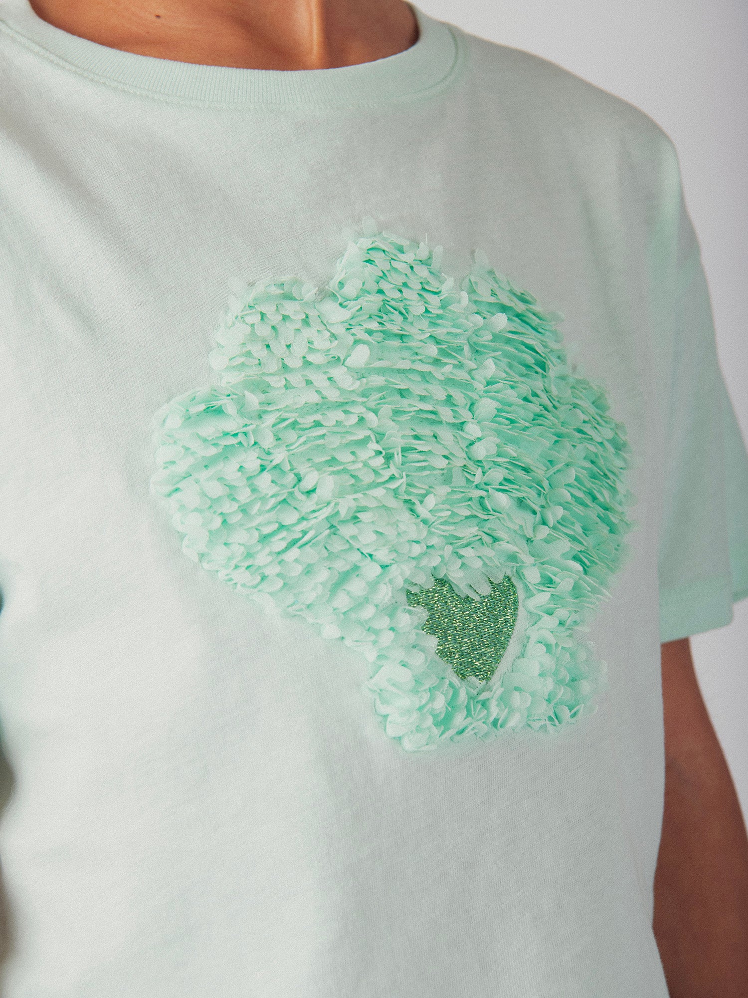 T-shirt bleu animation coquillage en 3D pour fille