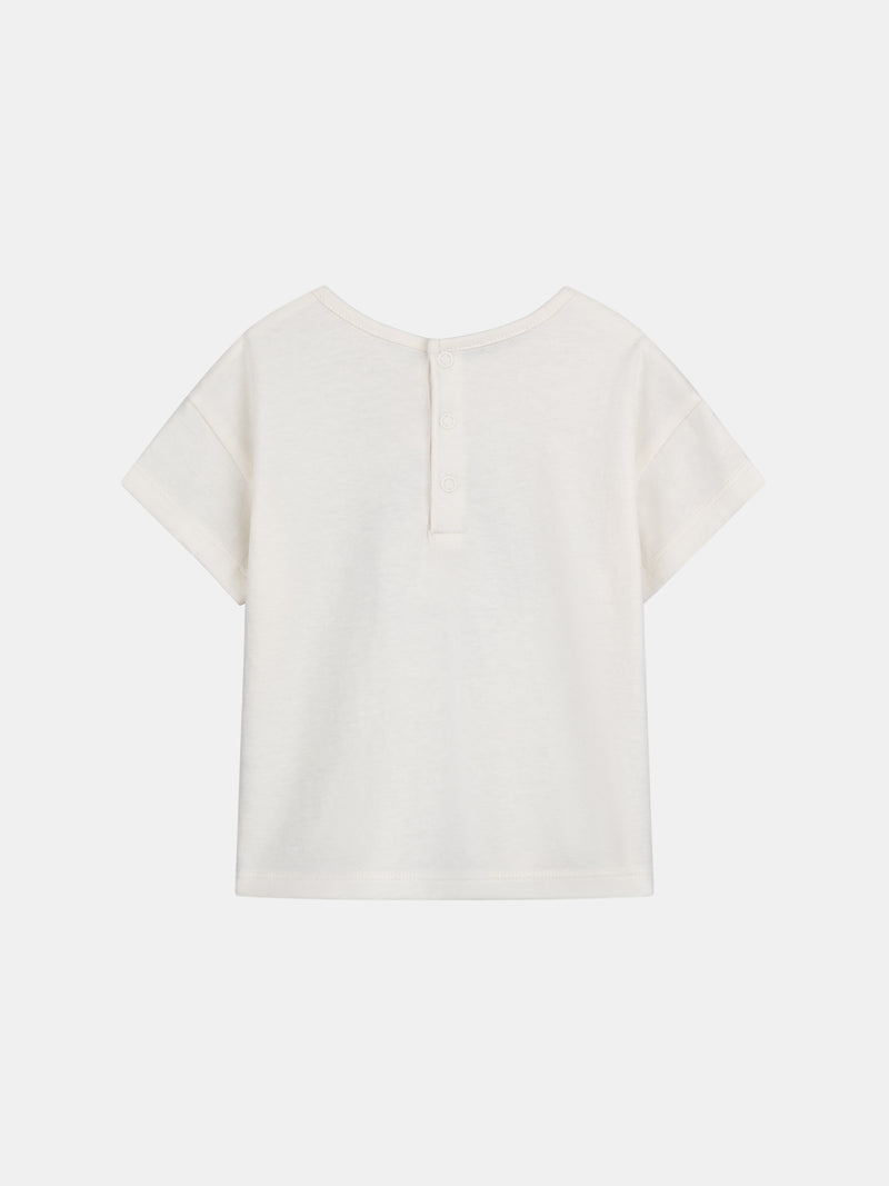 T-shirt ecru com motivo de flor para menina