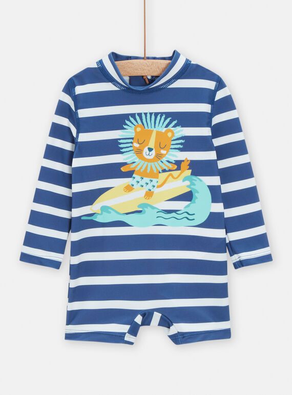 Macacão de banho azul-marinho com estampado às riscas bebé menino TYUCOMUV / 24SI10G1MAI070