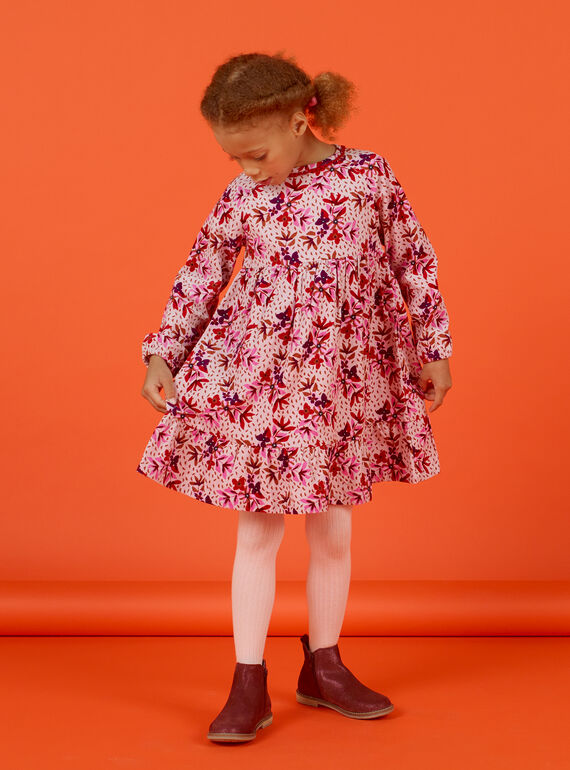 Vestido em veludo canelado com estampado florido menina MACOMROB1 / 21W901L1ROBD329