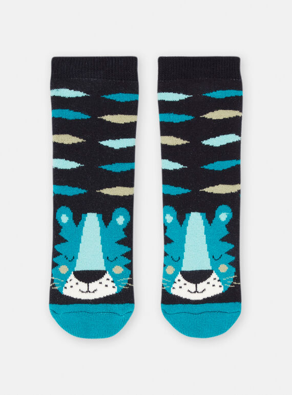 Meias azul e preto com estampado tigres para bebé menino SYUDUCHO / 23WI10N4SOQC203