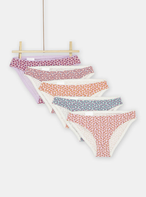 Pack de 5 cuecas com estampado de corações menina SEFALOTSEM1 / 23WH1161D5L001