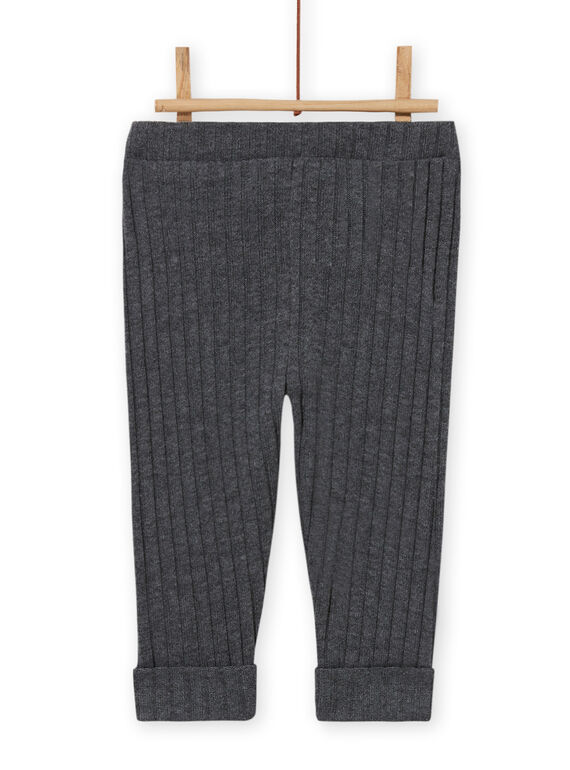Leggings lisas cinzento antracite caneladas bebé menina MYIJOLEGCO3 / 21WI0914CAL944