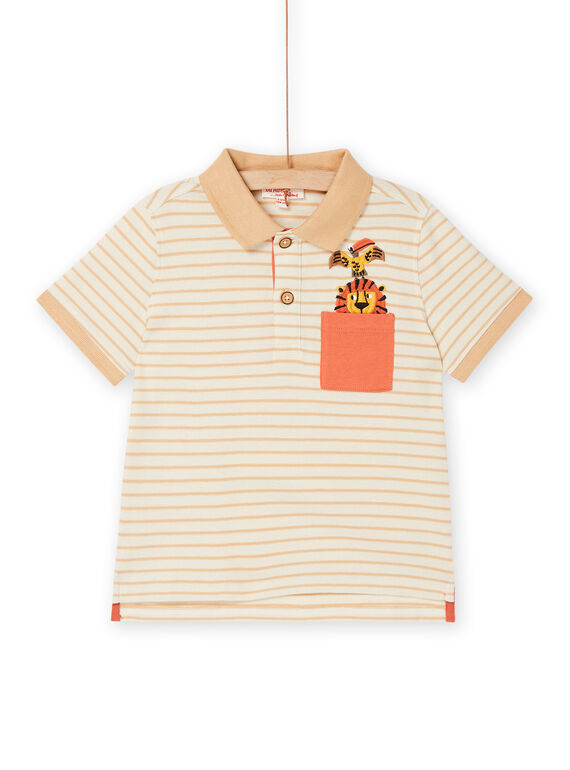 Polo cor-de-osso com estampado às riscas ROSOPOL / 23S90221POL007