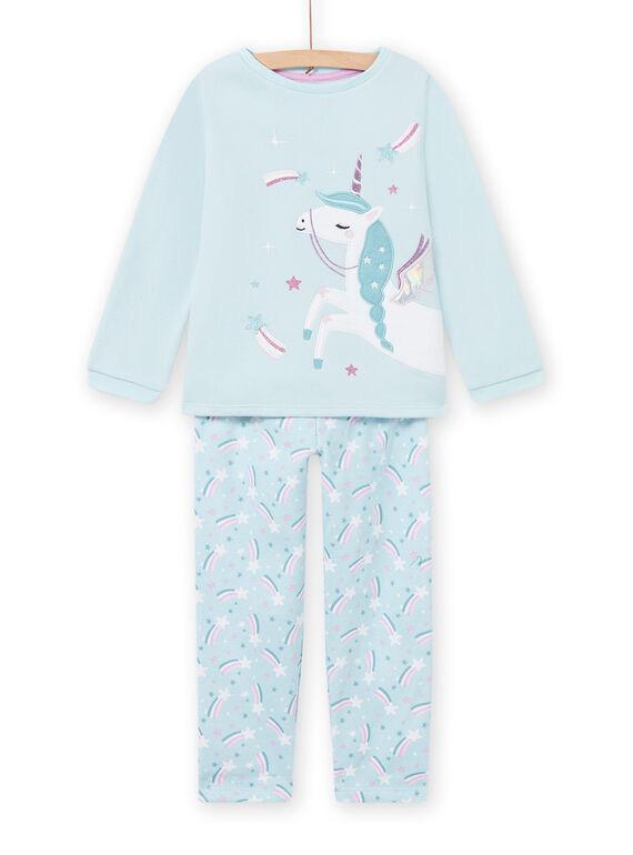 Conjunto pijama azul forrado com padrão unicórnio menina MEFAPYJFUR / 21WH1193PYJ201