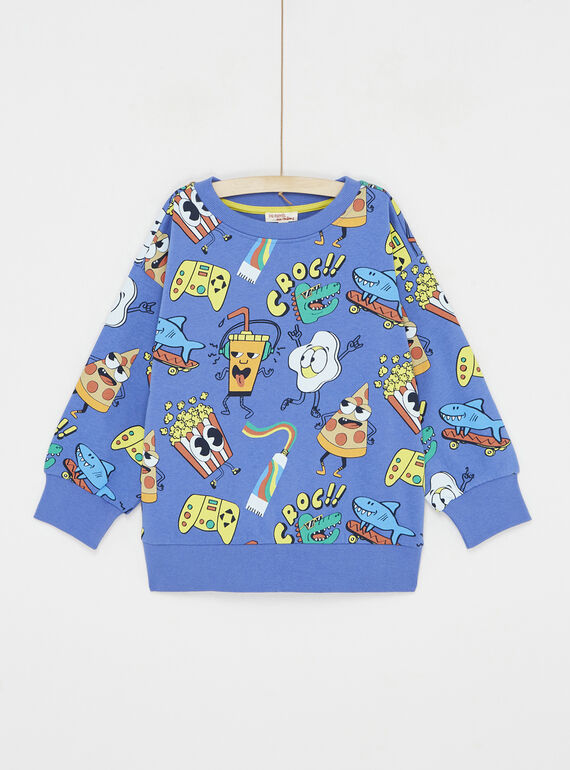 Sweat azul-pervinca com estampado fantasia SOLINSWE / 23W902H1SWE221