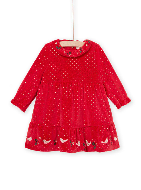 Vestido de mangas compridas em veludo com estampado às bolas PINOROB1 / 22WG09V1ROBF529
