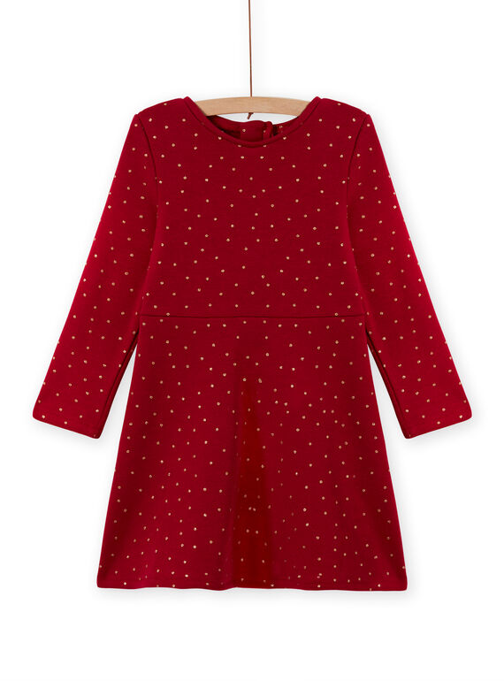 Vestido estilo patinadora vermelho às bolas em moletão menina MAJOLROB2 / 21W901N1ROBF504