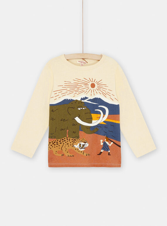T-shirt creme e branco com estampado pré-histórico SOCOUTEE5 / 23W902L5TMLA002