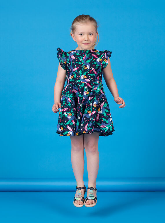 Vestido preto e verde com estampado tucanos LANAUROB1 / 21S901P2ROBC205
