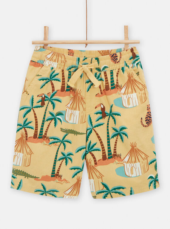 Bermudas amarelo-pálido com estampado de savana para menino TOLIBER1 / 24S902T2BERB112