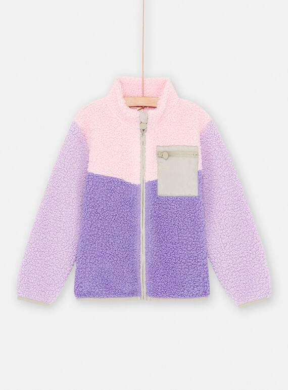 Casaco colorblock violeta, rosa e verde em sherpa menina SAJOCARF2 / 23W901M7CARD326