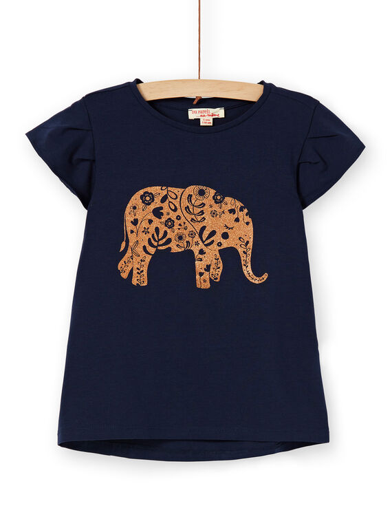 T-shirt azul-escuro com padrão elefante LAJOTI4 / 21S90131D31C205