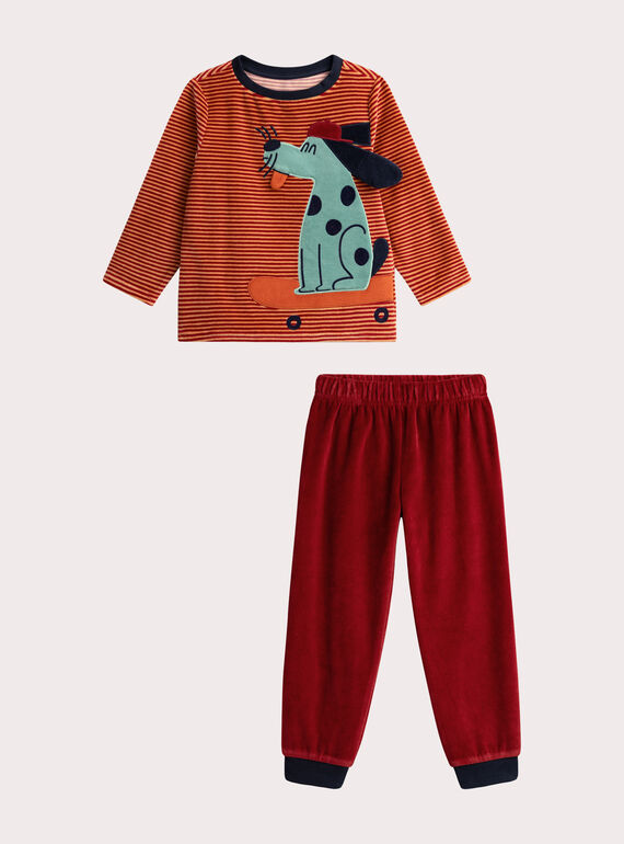 Pijama de veludo vermelho para menino  VEGOPYJWAF / 24WH1299PYJF526