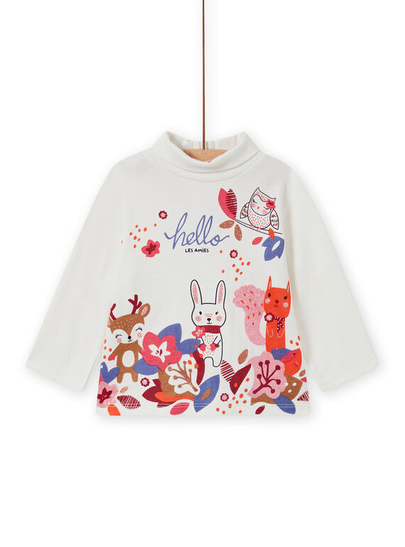 Camisola interior com gola subida cru e padrão fantasia de animais bebé menina MIFUNSOUP / 21WG09M1SPL001