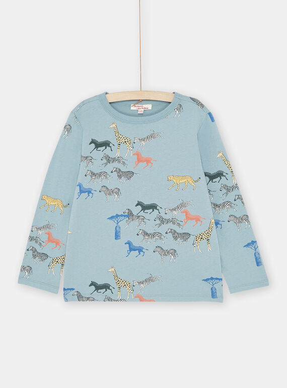 T-shirt azul com estampado safari menino SOKYOTEE2 / 23W902I3TML204