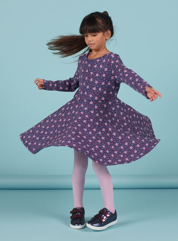 Vestido estilo patinadora com estampado florido menina MAPLAROB3 / 21W901O3ROBC202