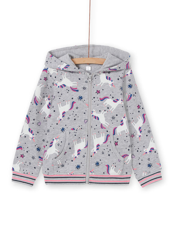 Sweat com capuz cinzento mesclado, estampado unicórnio LAJOHOJOG1 / 21S90141D33943
