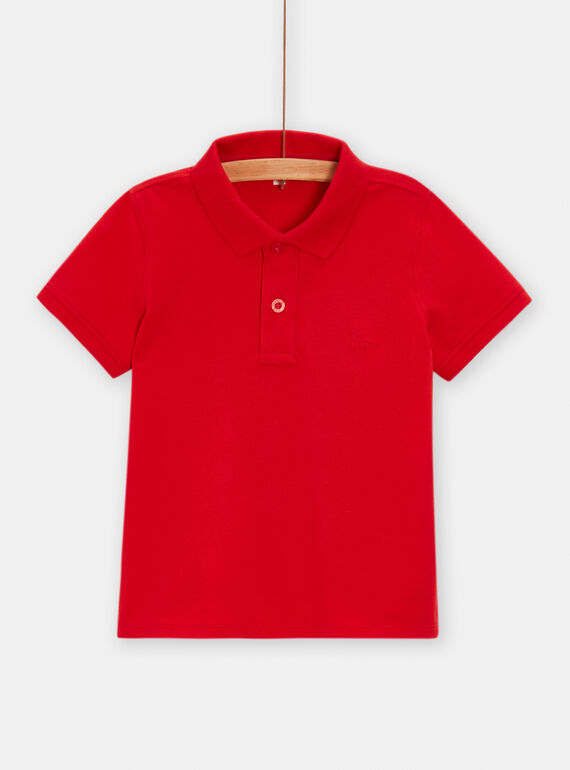 Polo vermelho com bordado de dinossauro para menino TOJOPOL2 / 24S90294POLF518