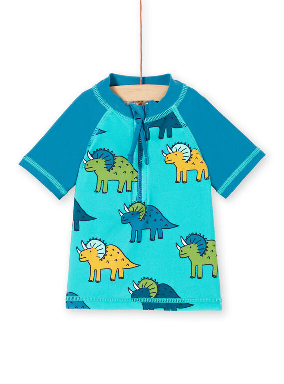 T-shirt anti-UV azul e turquesa bebé menino LYUTEEUVEX2 / 21SI10D3TUVC215