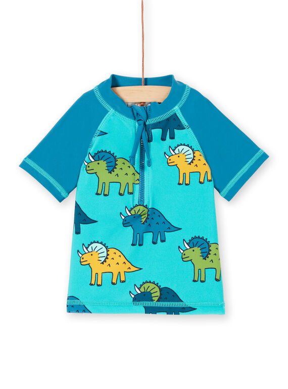 T-shirt anti-UV azul e turquesa bebé menino LYUTEEUVEX2 / 21SI10D3TUVC215