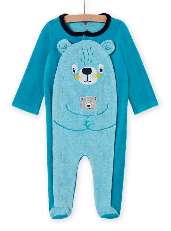 Babygro azul turquesa de veludo com padrão de ursinhos bebé menino MEGAGREOUR / 21WH1484GRE202