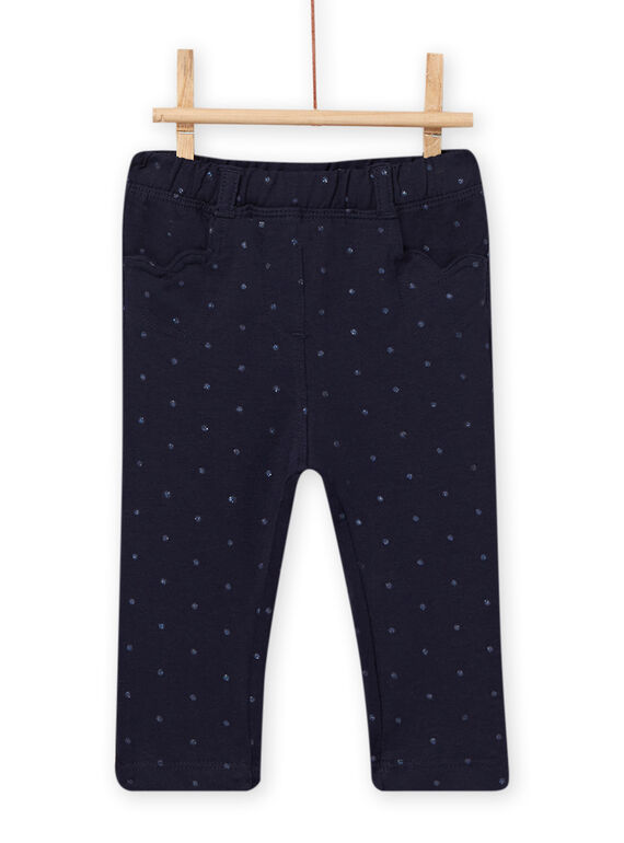 Calças azul-marinho com bolinhas e bolsos corações bebé menina NIJOPAN3 / 22SG0962PAN070