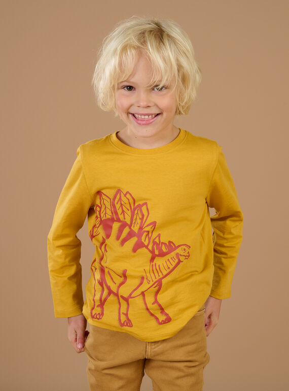 T-shirt de mangas compridas amarelo com padrão de dinossauro POJOTEE3 / 22W902B5TML106