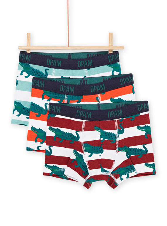 Pack de 3 boxers com estampado de crocodilo e riscas PEGOBOXCRO / 22WH1243BOX000