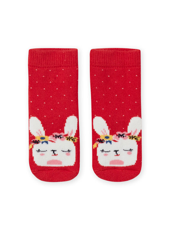 Meias vermelho às bolas com padrão de coelho menina LYIHACHOB / 21SI09X1SOQ505
