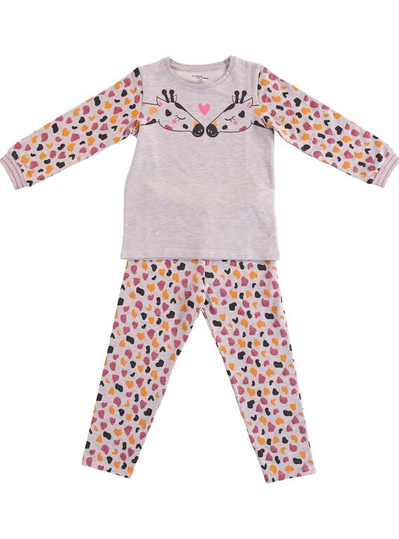 Pijama cinzento mesclado em moletão criança menina GEFAPYJGIR / 19WH11N6PYJ943