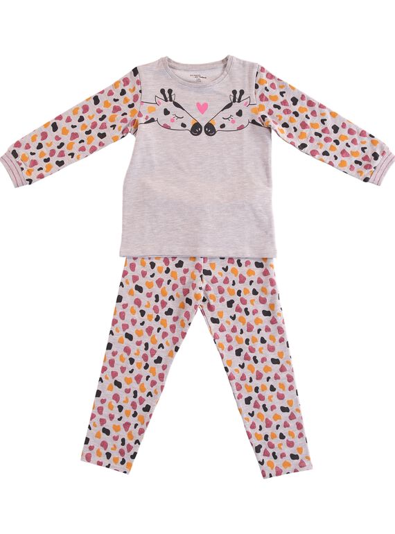 Pijama cinzento mesclado em moletão criança menina GEFAPYJGIR / 19WH11N6PYJ943