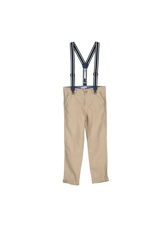Calças de linho com alças menino FOBELPAN / 19S902R1PAN808