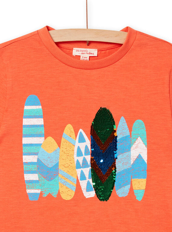 T-shirt laranja com lantejoulas reversíveis menino NOWATI5 / 22S902V4TMC409