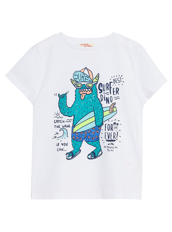T-shirt menino branco estampado monstro JOQUATI5 / 20S902R2TMC000