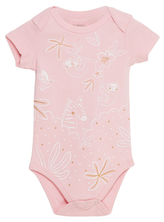 Body bebé menina mangas curtas rosa claro JEFIBODJUN / 20SH13V4BDL321