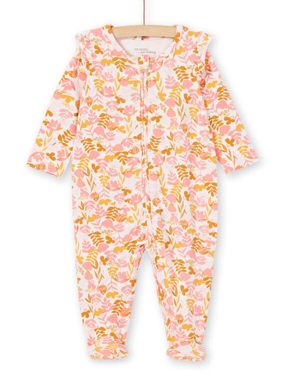 Babygro branco e rosa estampado florido em jersey bebé menina LEFIGREAOP2 / 21SH135CGRE632