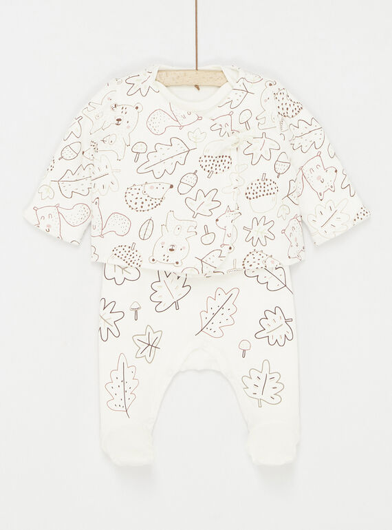 Conjunto reversível babygro e casaco de malha esbranquiçado com estampado de animais SOU1ENS1 / 23WF0511ENSA001